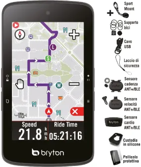 CICLOCOMPUTER CON GPS BRYTON RIDER S800T CON SUPPORTO HRM SENSOR