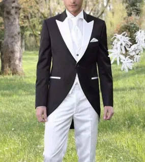 Tailcoat Men Suits For Wedding Peaked Lapel One Button Three Pieces Terno Masculino Morning Dinner Prom Suits Jacketpan